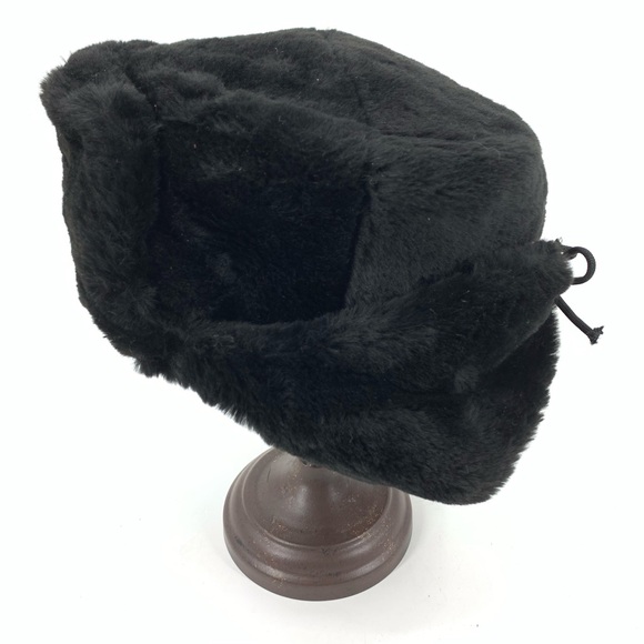 Trapper hat fuzzy ear flaps warm winter black - Picture 3 of 7